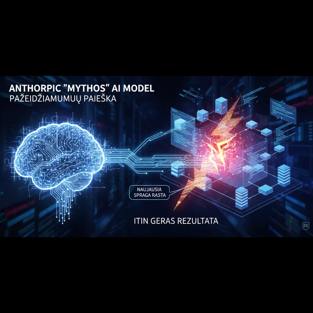 Anthropic „Mythos“ AI modelis, skirtas pažeidžiamumų paieškai, pasirodė esantis itin geras, kai naujausia rasta spraga buvo atakuojama
