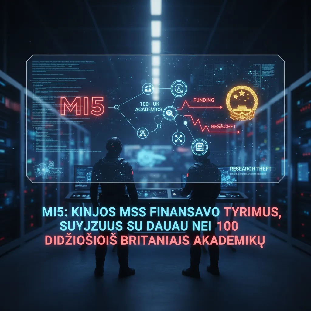 MI5: Kinijos MSS finansavo tyrimus, susijusius su daugiau nei 100 Didžiosios Britanijos akademikų