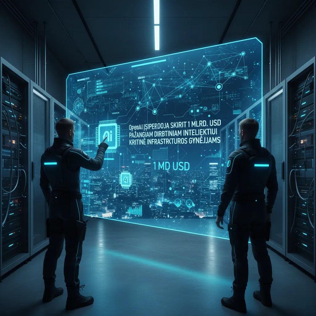 OpenAI įsipareigoja skirti 1 mlrd. USD pažangiam dirbtiniam intelektui kritinės infrastruktūros gynėjams